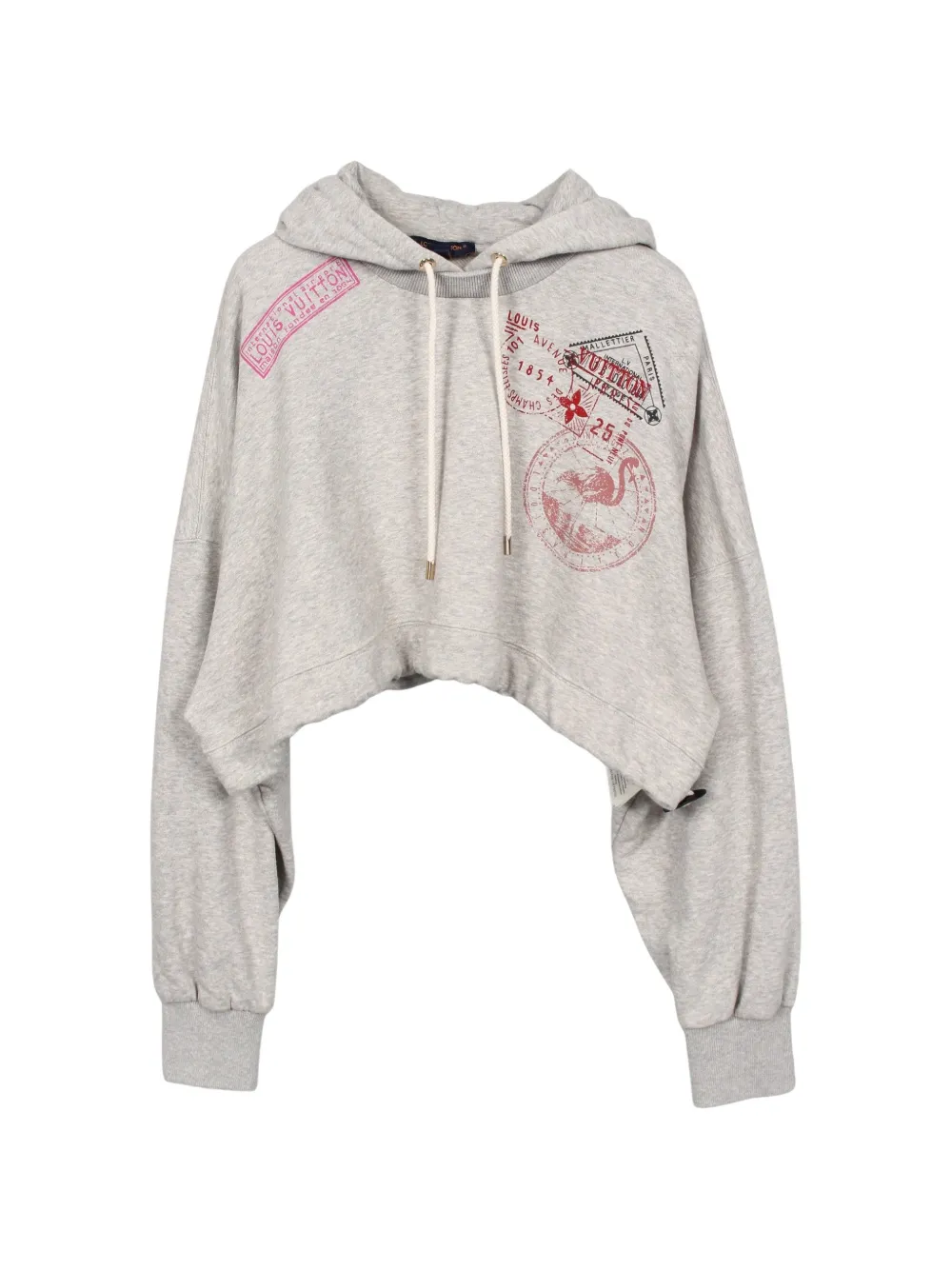 Louis Vuitton Pre-Owned Travel Stamp cropped hoodie - Grigio