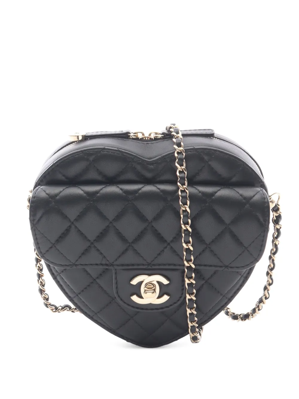 CHANEL Pre-Owned 2021 Matelassé Heart leather shoulder bag - Nero