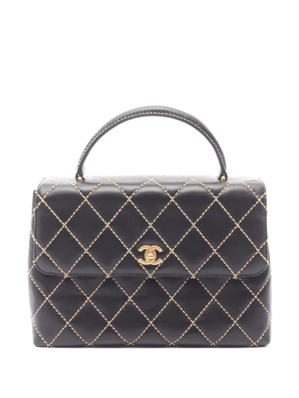 Chanel Pre-owned 2004-2005 Wild Stitch Leather Tote Bag in Black