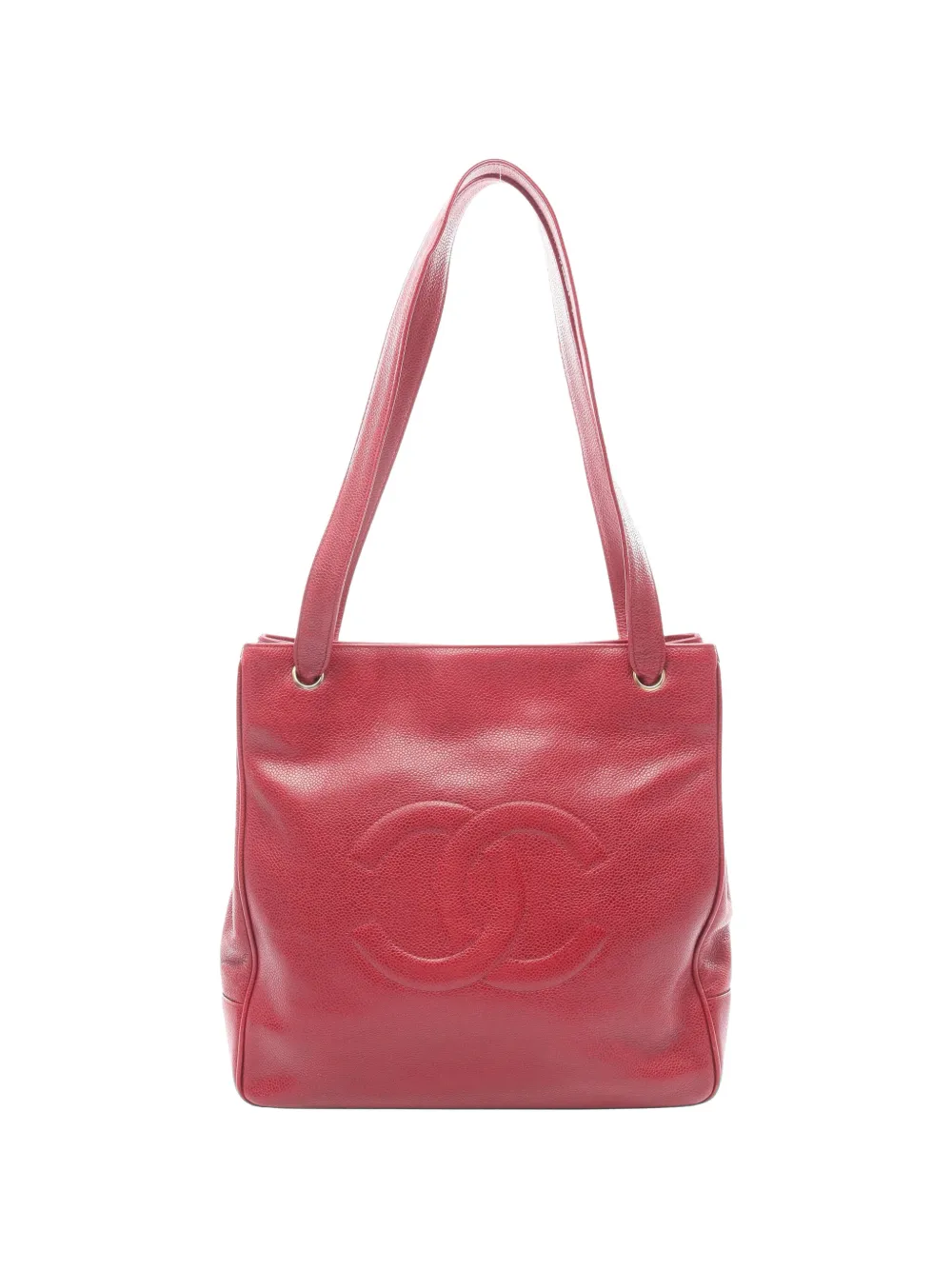 CHANEL Pre-Owned 1991-1994 coco mark Caviar leather tote bag - Red
