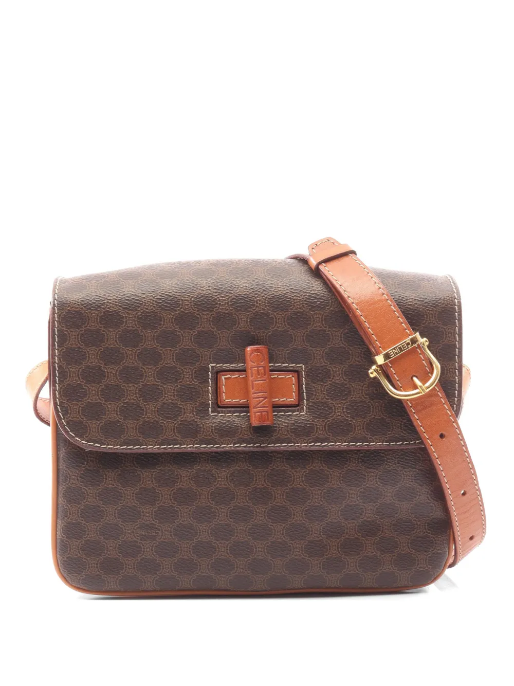 Celine Pre-Owned 2000s Macadam leather shoulder bag - Brown