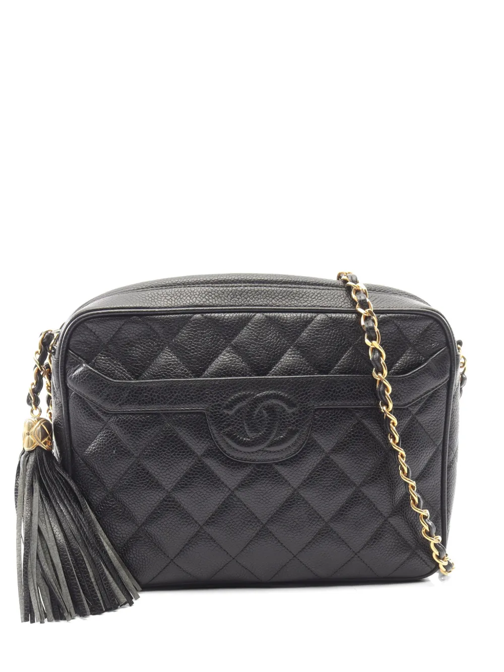 CHANEL Pre-Owned 1991-1994 Matelassé tassel caviar skin shoulder bag - Nero