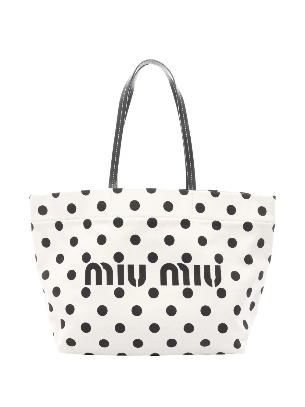 Miu Miu Pre-Owned 2010s polka-dot logo tote bag - Bianco