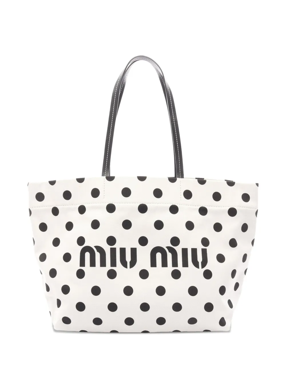 Miu Miu Pre-Owned 2010s polka-dot logo tote bag - Bianco