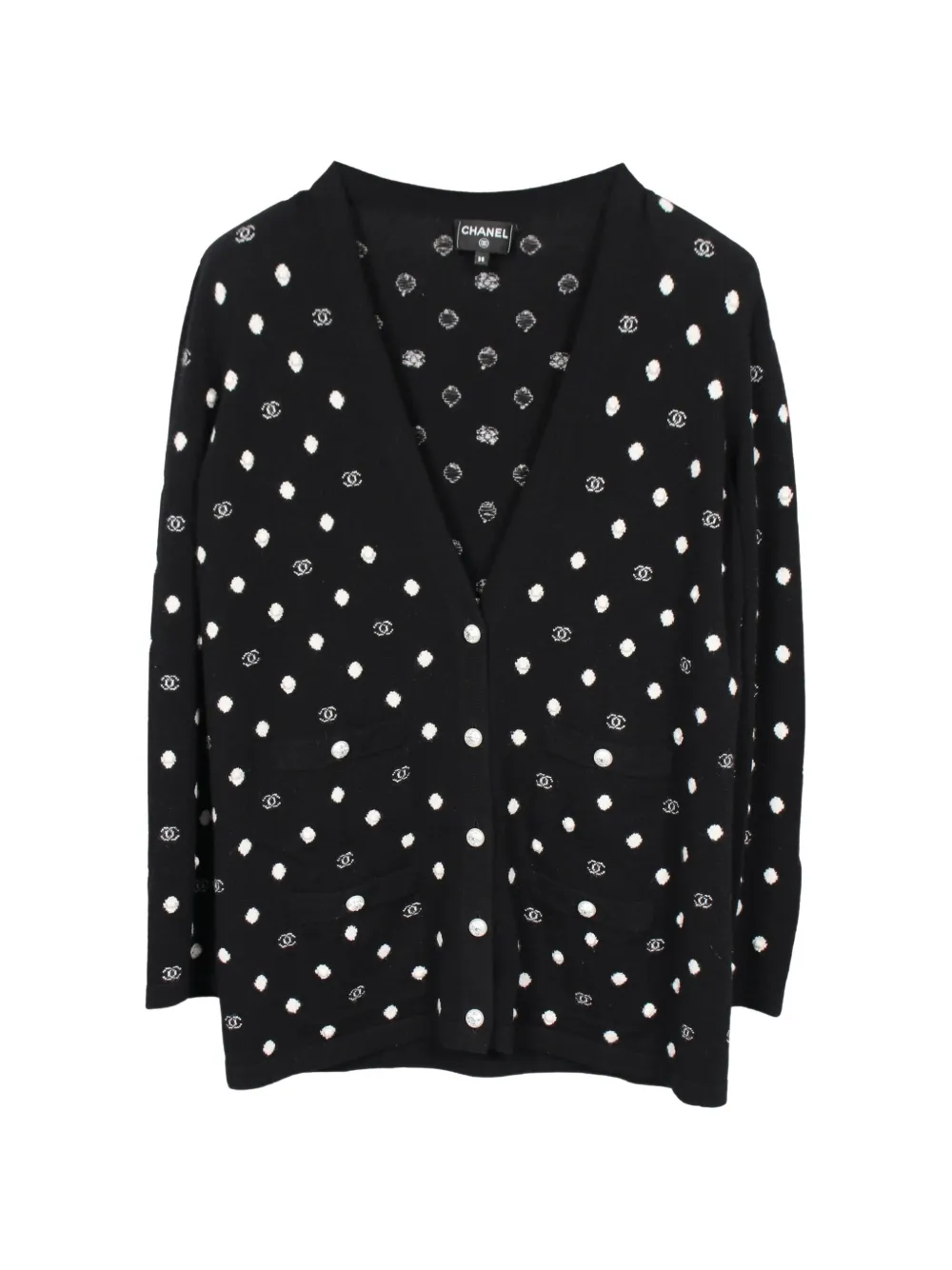 Pre-owned Chanel 1986-1988 Coco Mark Cashmere Cardigan In Black