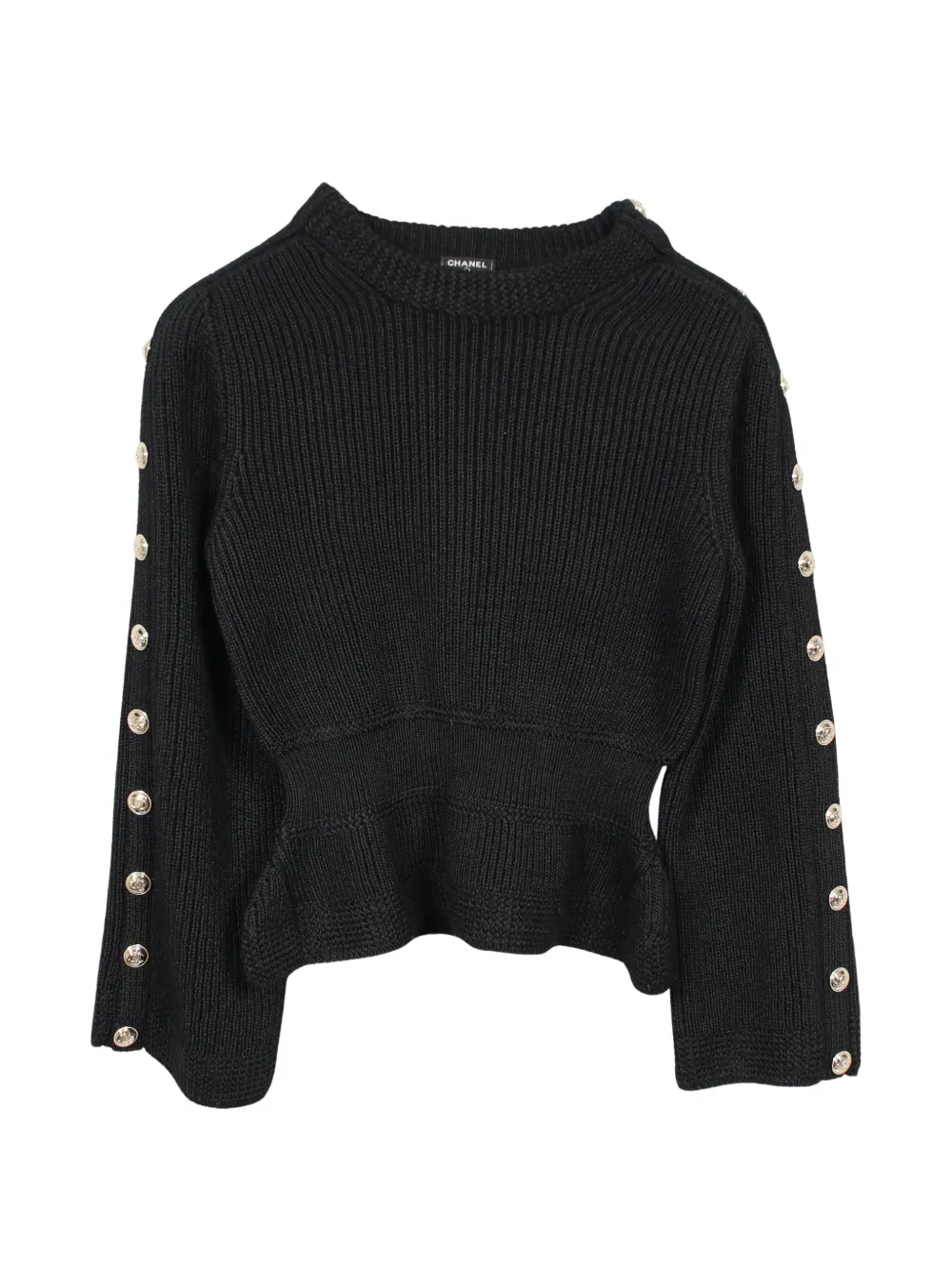 CHANEL Pre-Owned 1986-1988 Coco Mark button sweater - Black