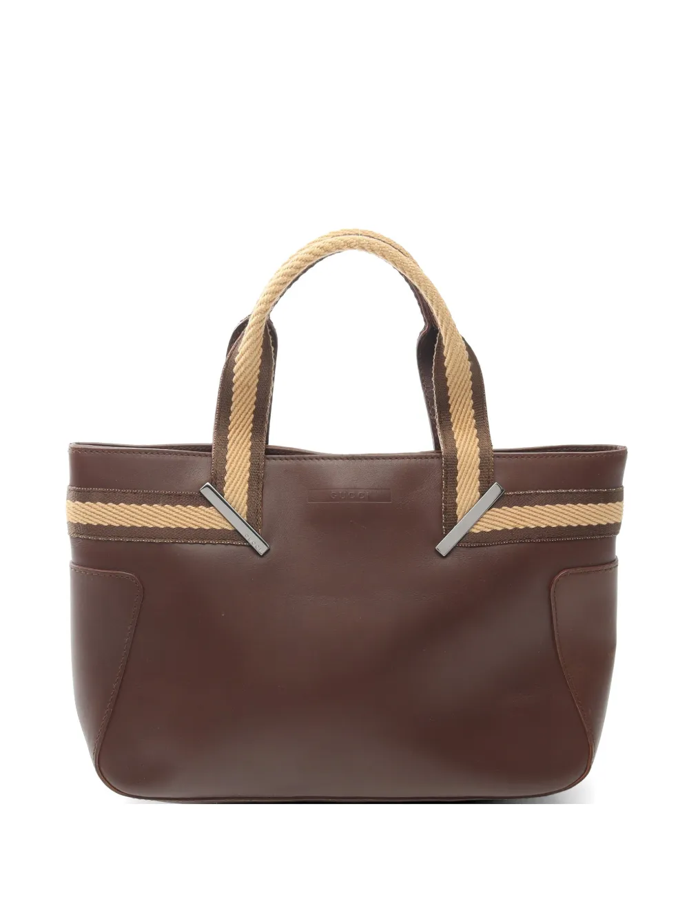 Gucci Pre-Owned 2000s striped-strap leather tote bag - Braun