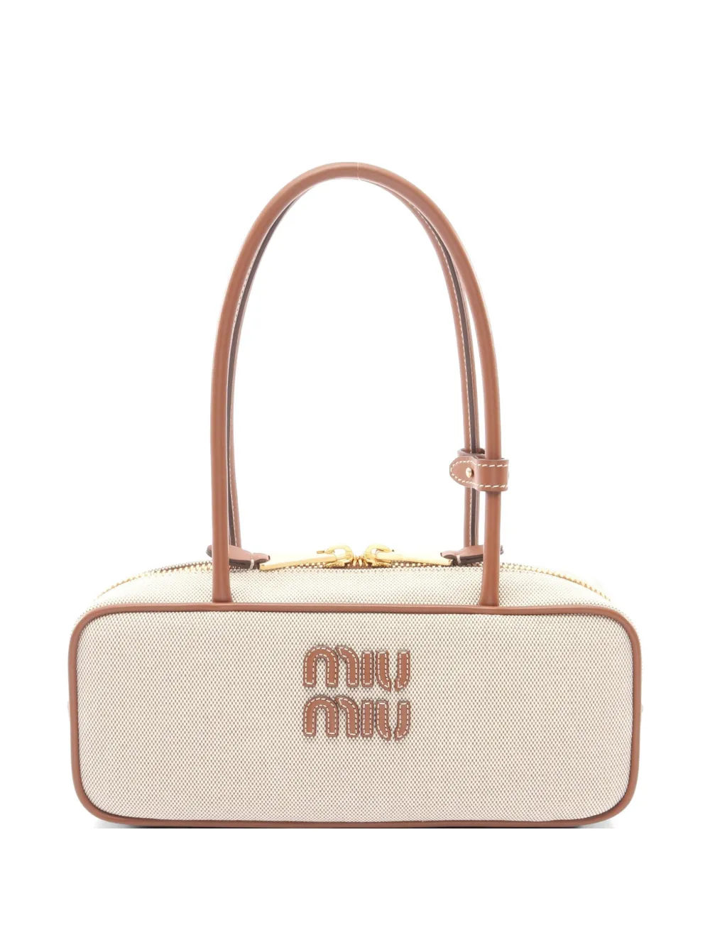 Miu Miu Pre-Owned Beau small canvas and leather shoulder bag - Toni neutri