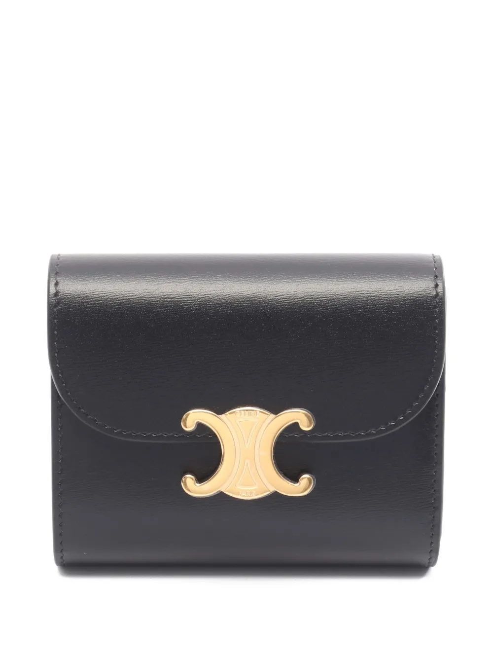 Celine Pre-Owned 2020s small Triomphe trifold leather wallet - Nero