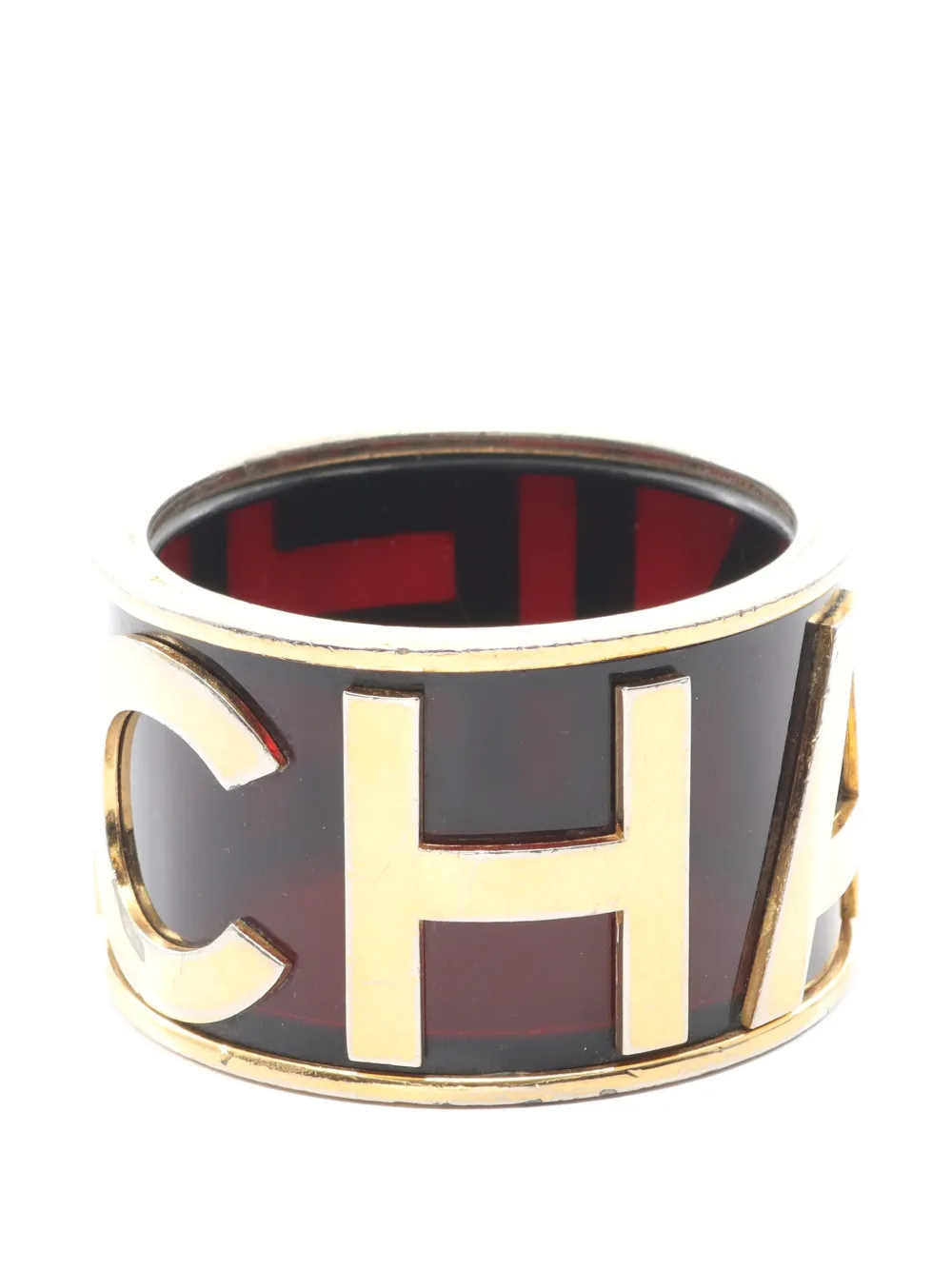 CHANEL Pre-Owned 1986-1988 logo-lettering bangle - Gold