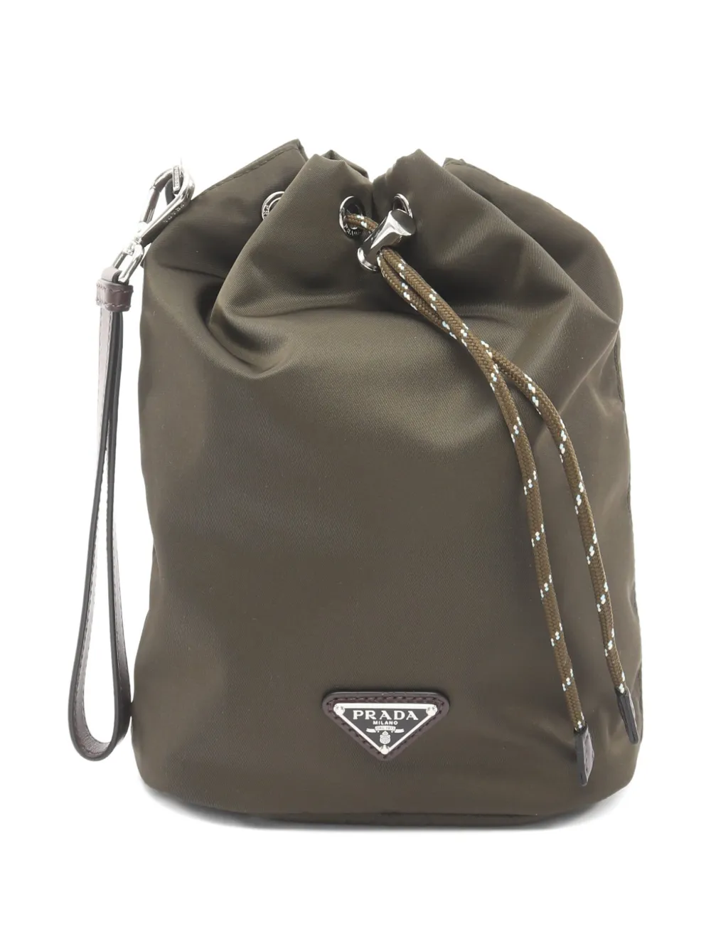 Prada Pre-Owned Speedrock Re-Nylon triangle-logo pouch - Verde