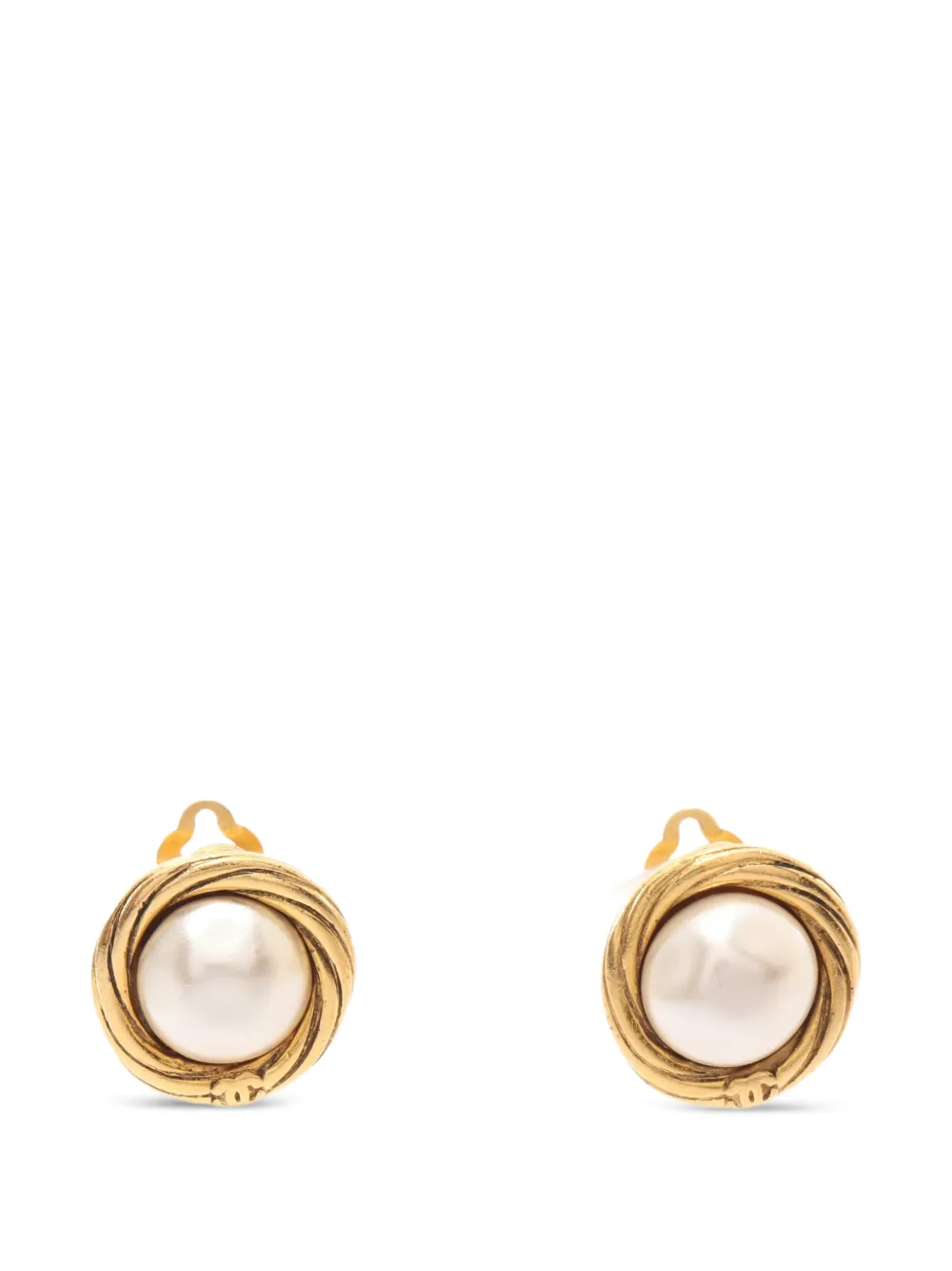 CHANEL Pre-Owned 1986-1988 faux-pearl clip-on earrings - Oro