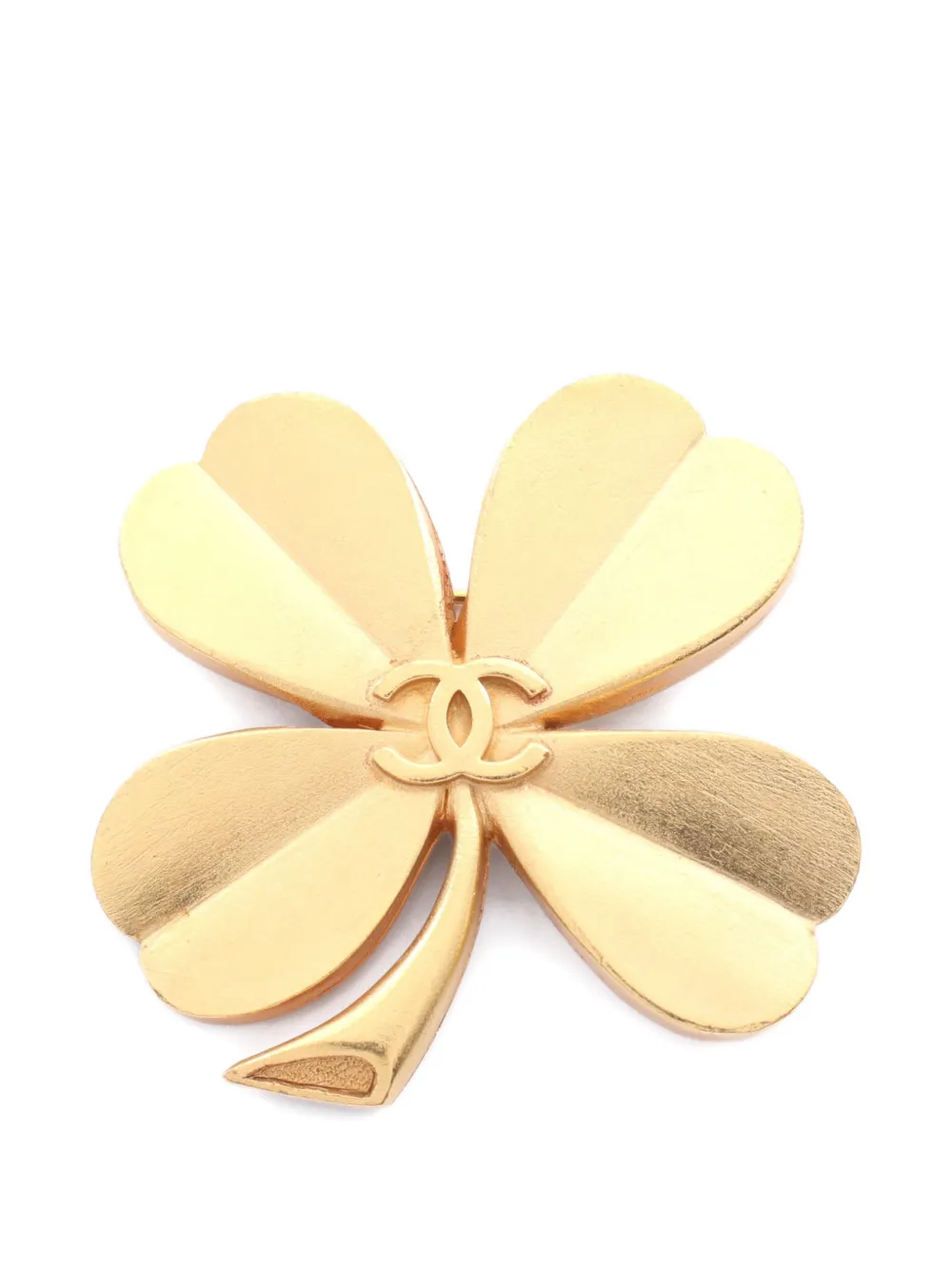 CHANEL Pre-Owned 1986-1988 Coco Mark clover brooch - Gold