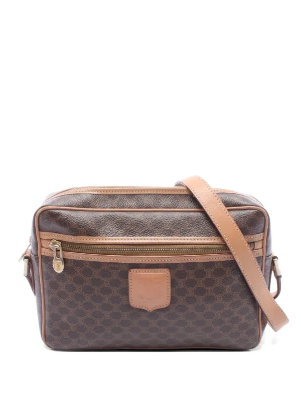 Celine Pre-owned 2000s Macadam Canvas Shoulder Bag in Brown