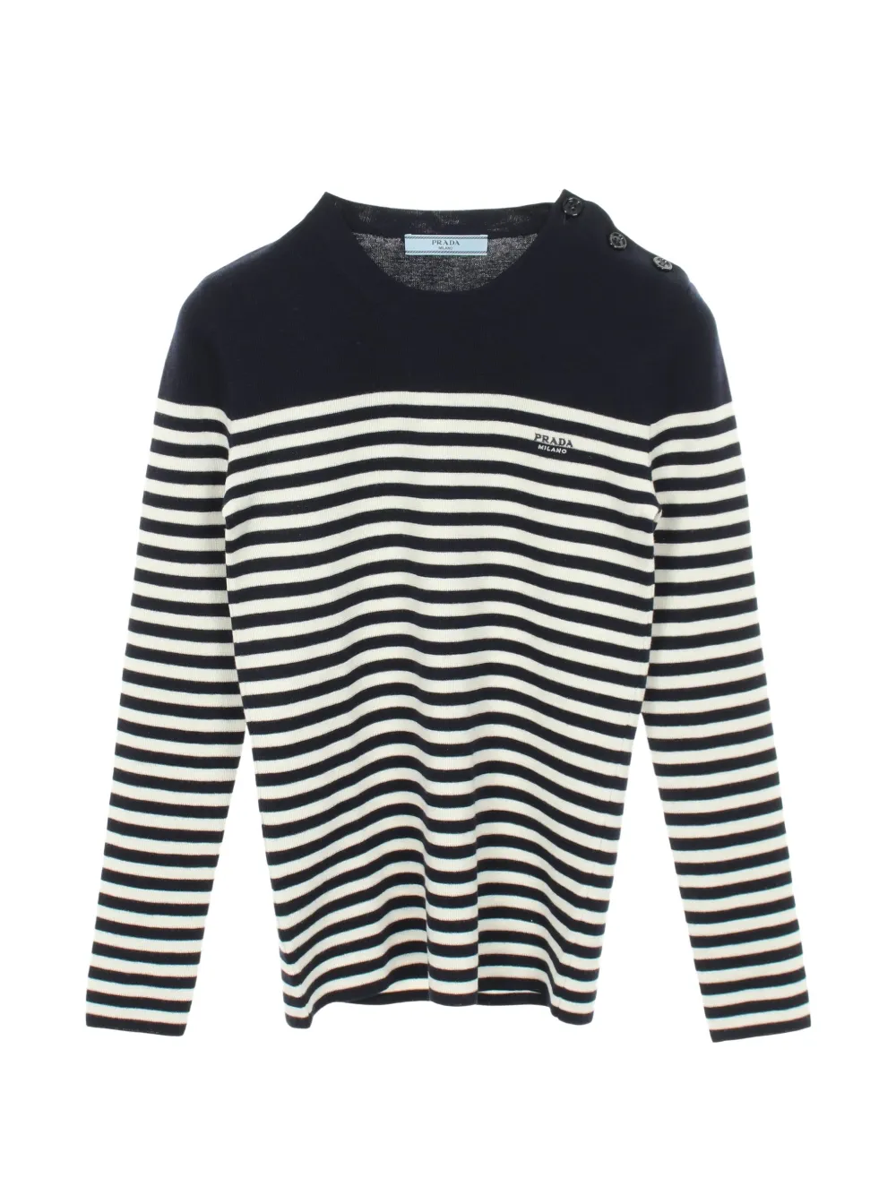 Prada Pre-Owned 2010s striped-pattern button-detail wool sweater - Blau