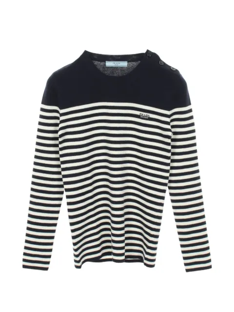 Prada Pre-Owned 2010s striped-pattern button-detail wool sweater