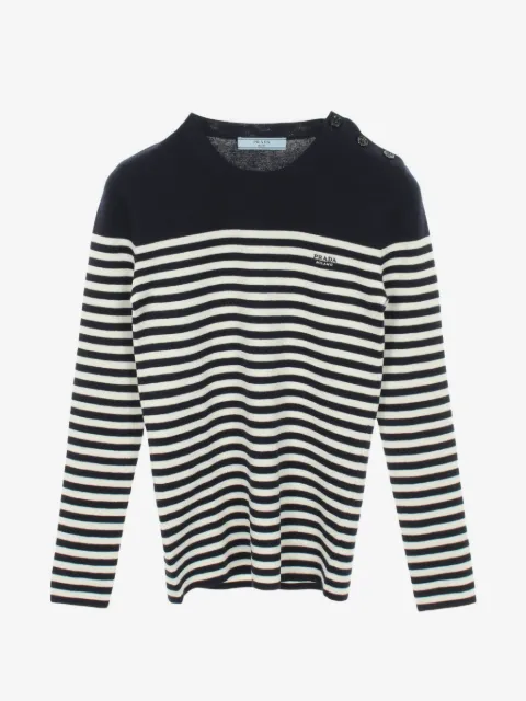 Prada Pre-Owned 2010s striped-pattern button-detail wool sweater