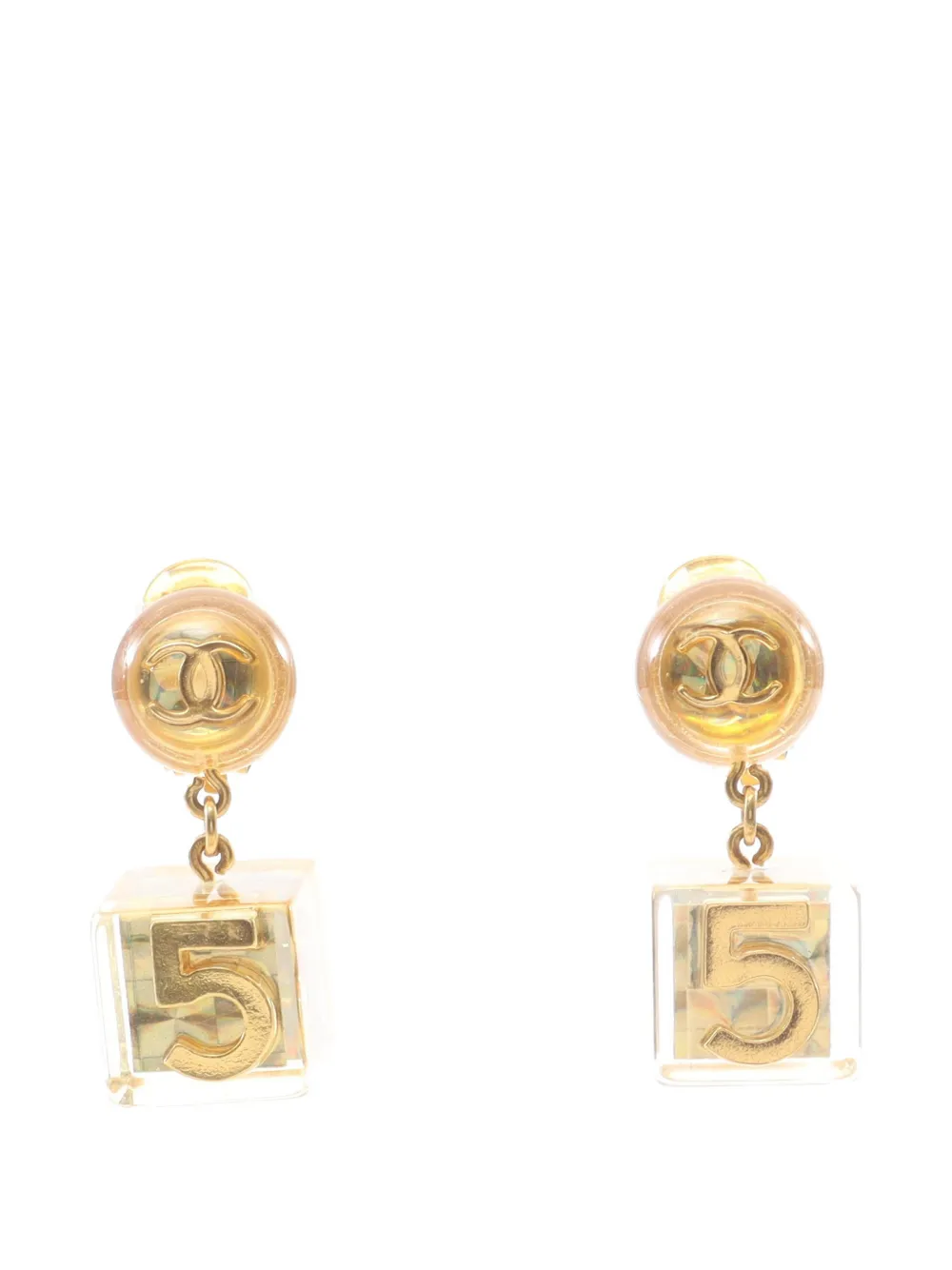 CHANEL Pre-Owned 1986-1988 Coco Mark Cube earrings - Gold
