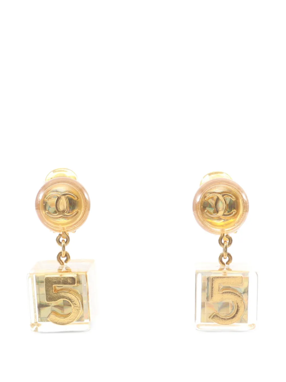 CHANEL Pre-Owned 1986-1988 Coco Mark Cube earrings - Gold