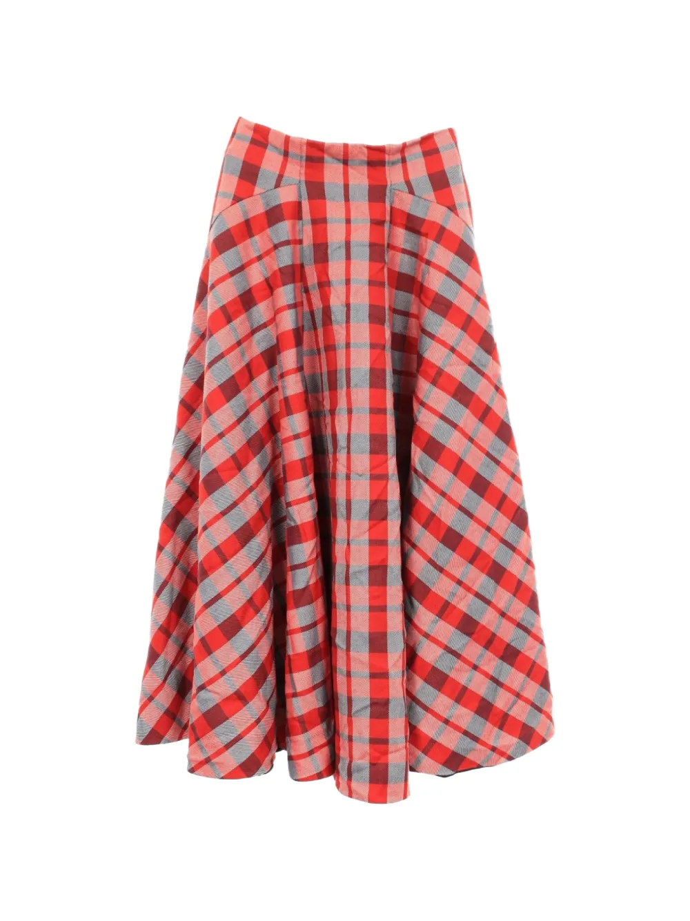 Christian Dior Pre-Owned 2010s checked wool midi skirt - Rosso