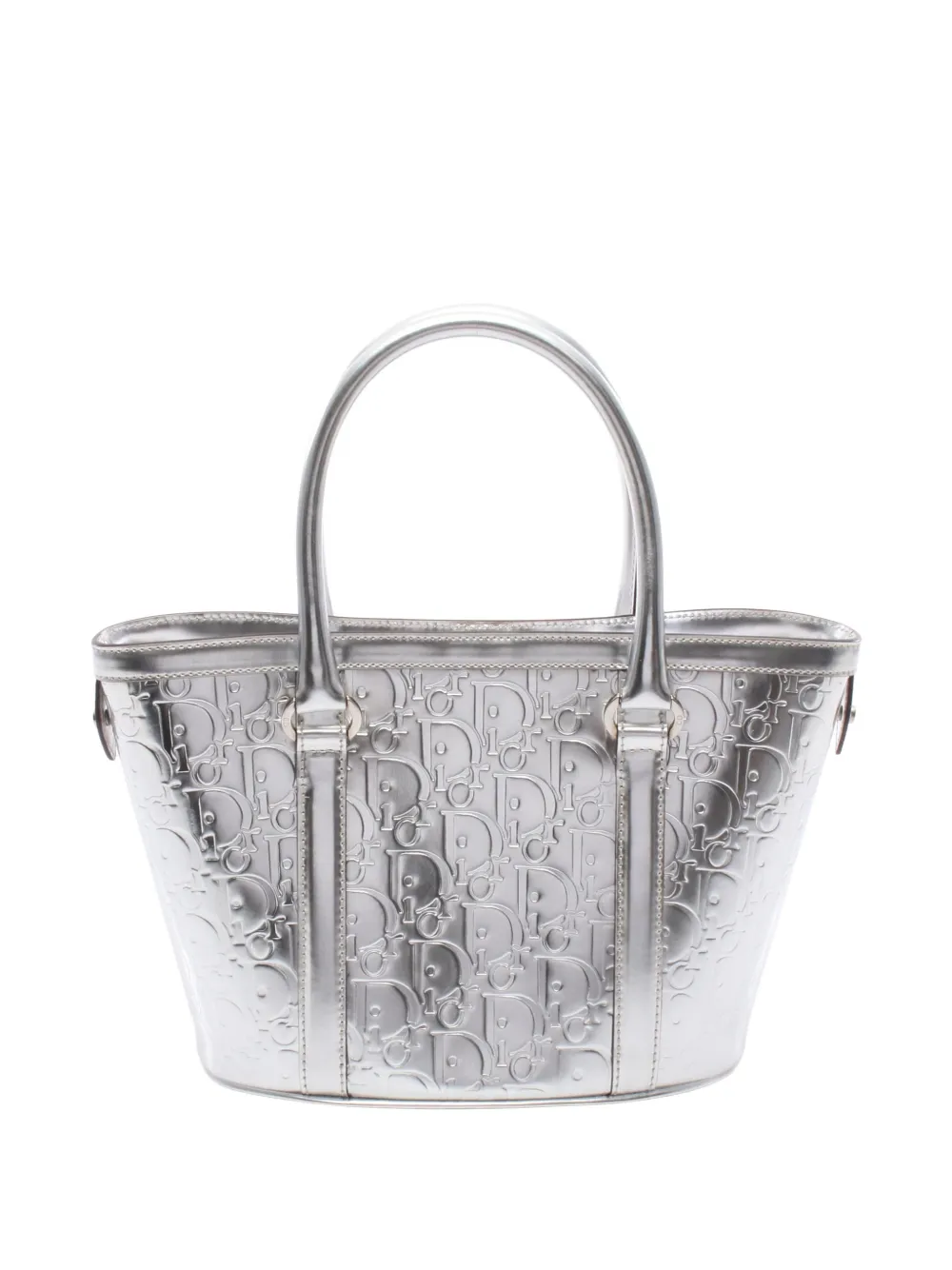 Christian Dior Pre-Owned 2010s Oblique patent leather tote bag - Silver