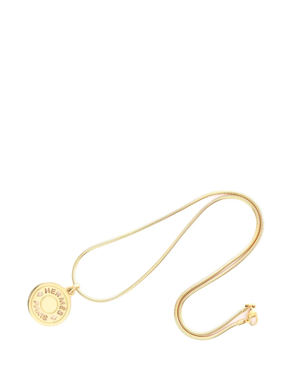 Pre-owned Hermes 2010s Logo-cutout Pendant Necklace In Gold