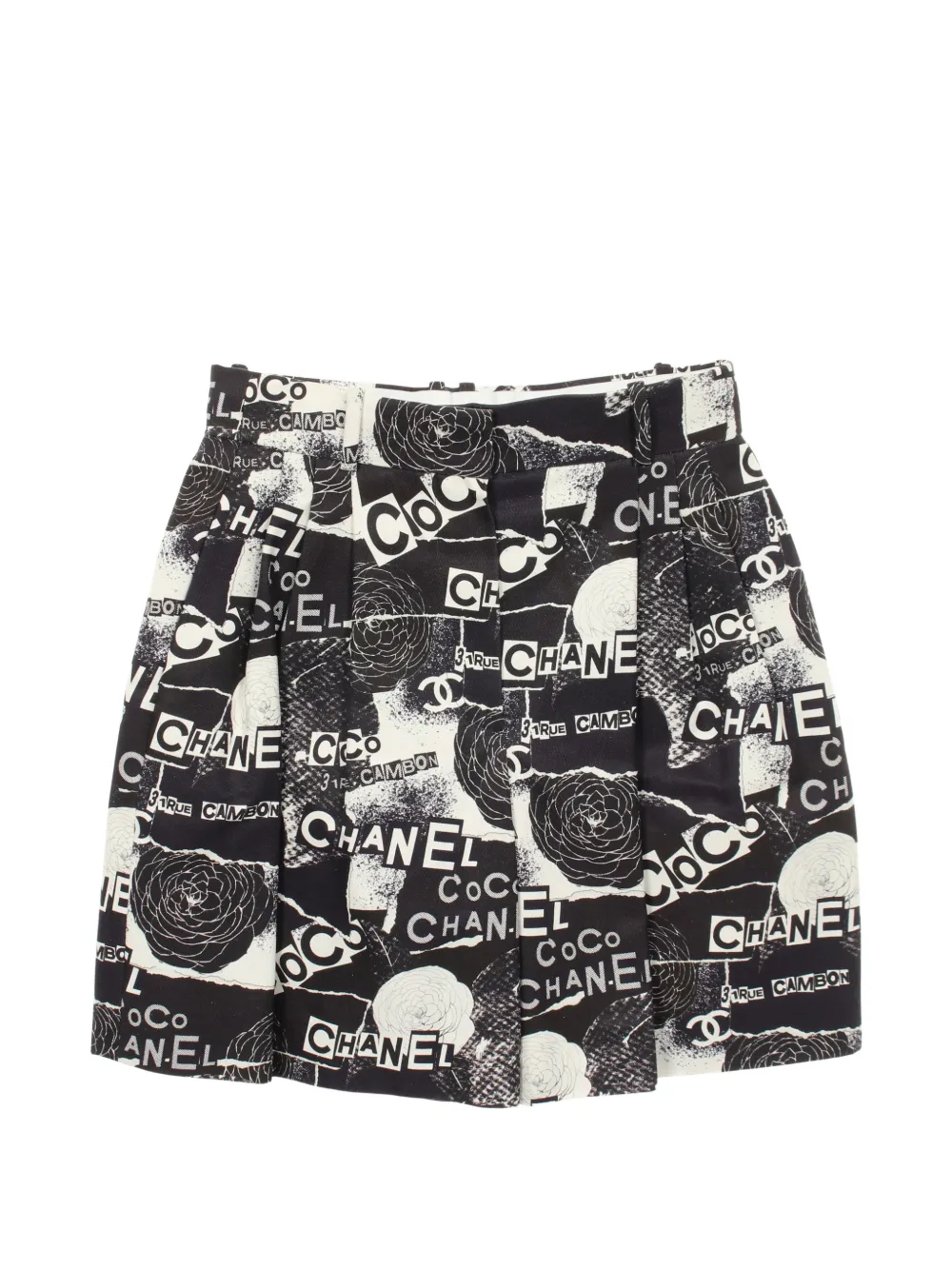 CHANEL Pre-Owned 1986-1988 Graffiti-logo shorts - Black