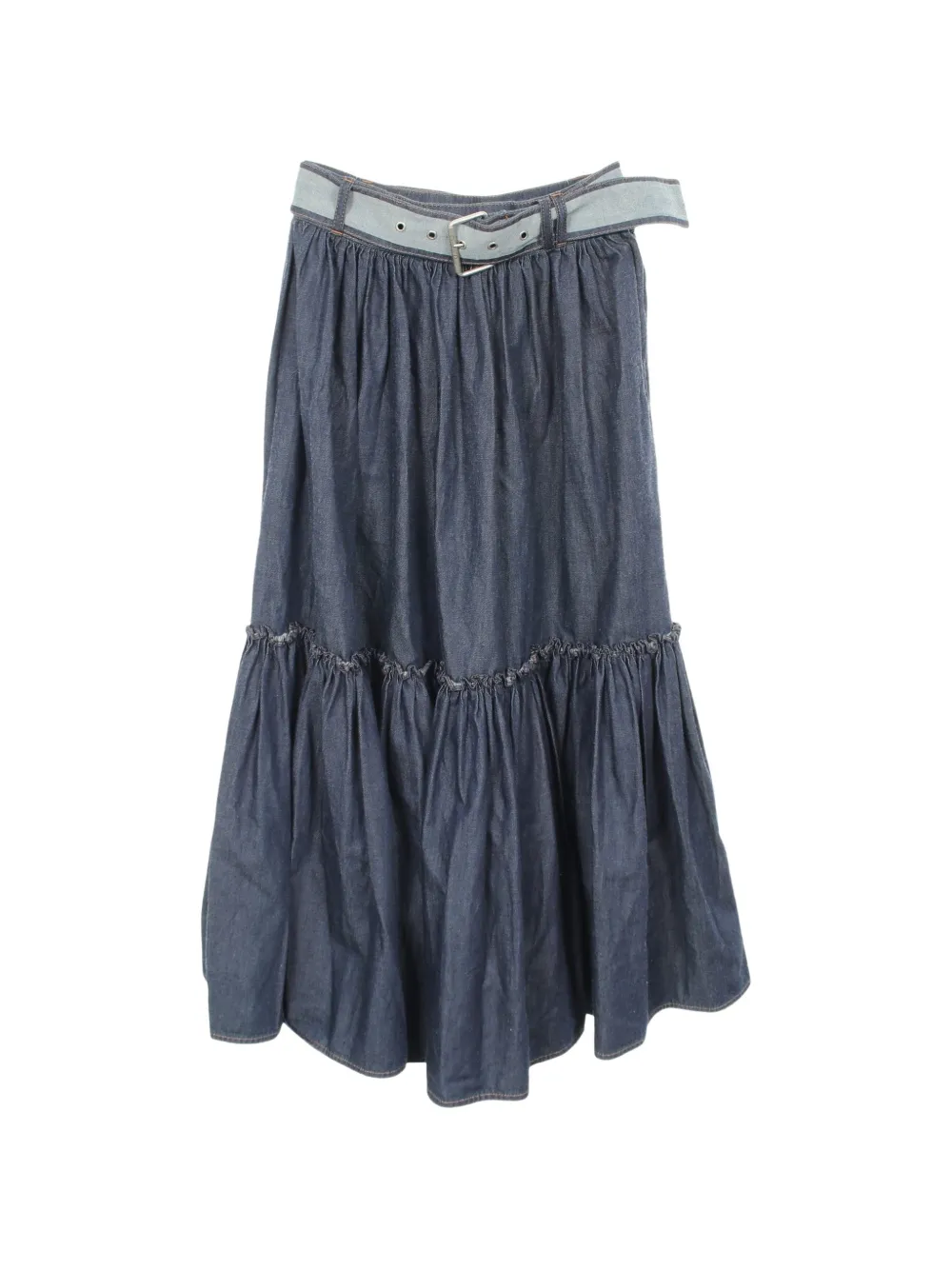 Christian Dior Pre-Owned 2010s belted denim midi skirt - Blau