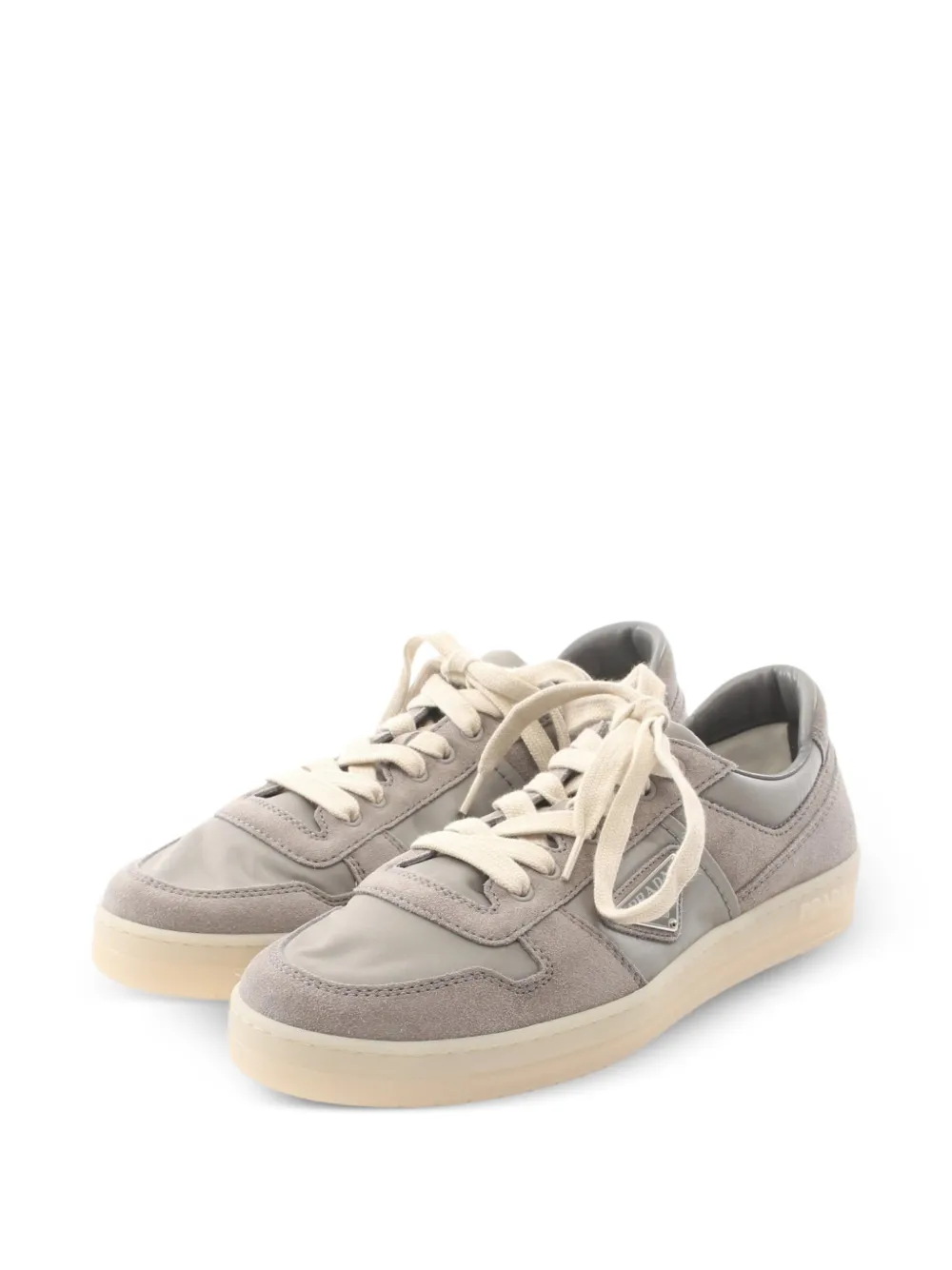 Prada Pre-Owned 2020s Downtown panelled lace-up suede sneakers - Grigio