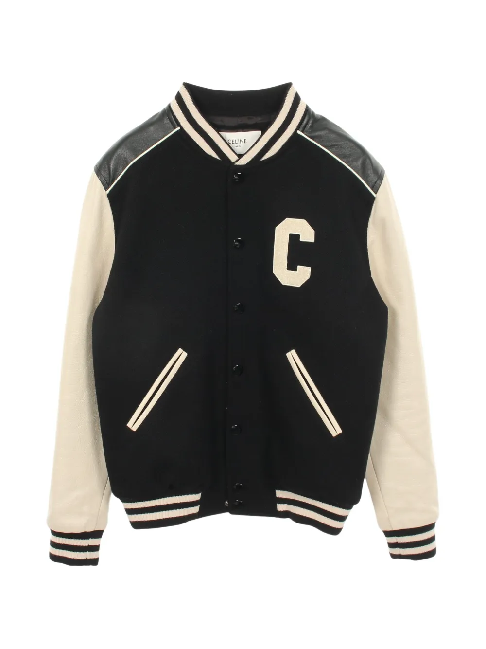 Celine Pre-Owned 2010s Color-block stadium jacket - Black