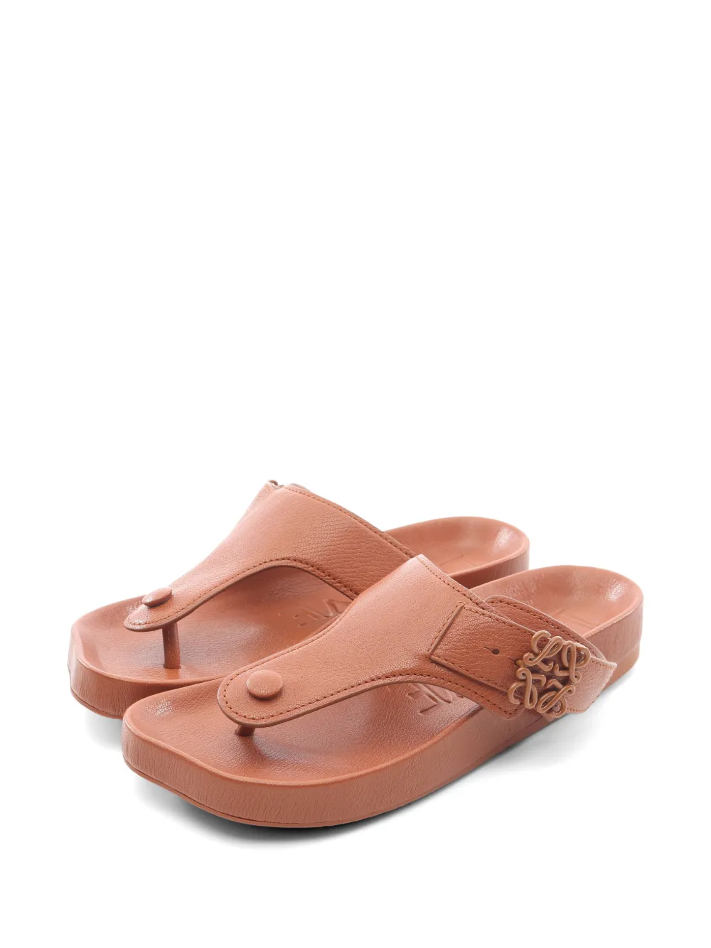 Loewe Pre-Owned 2010s Anagram leather thong sandals - Neutrals