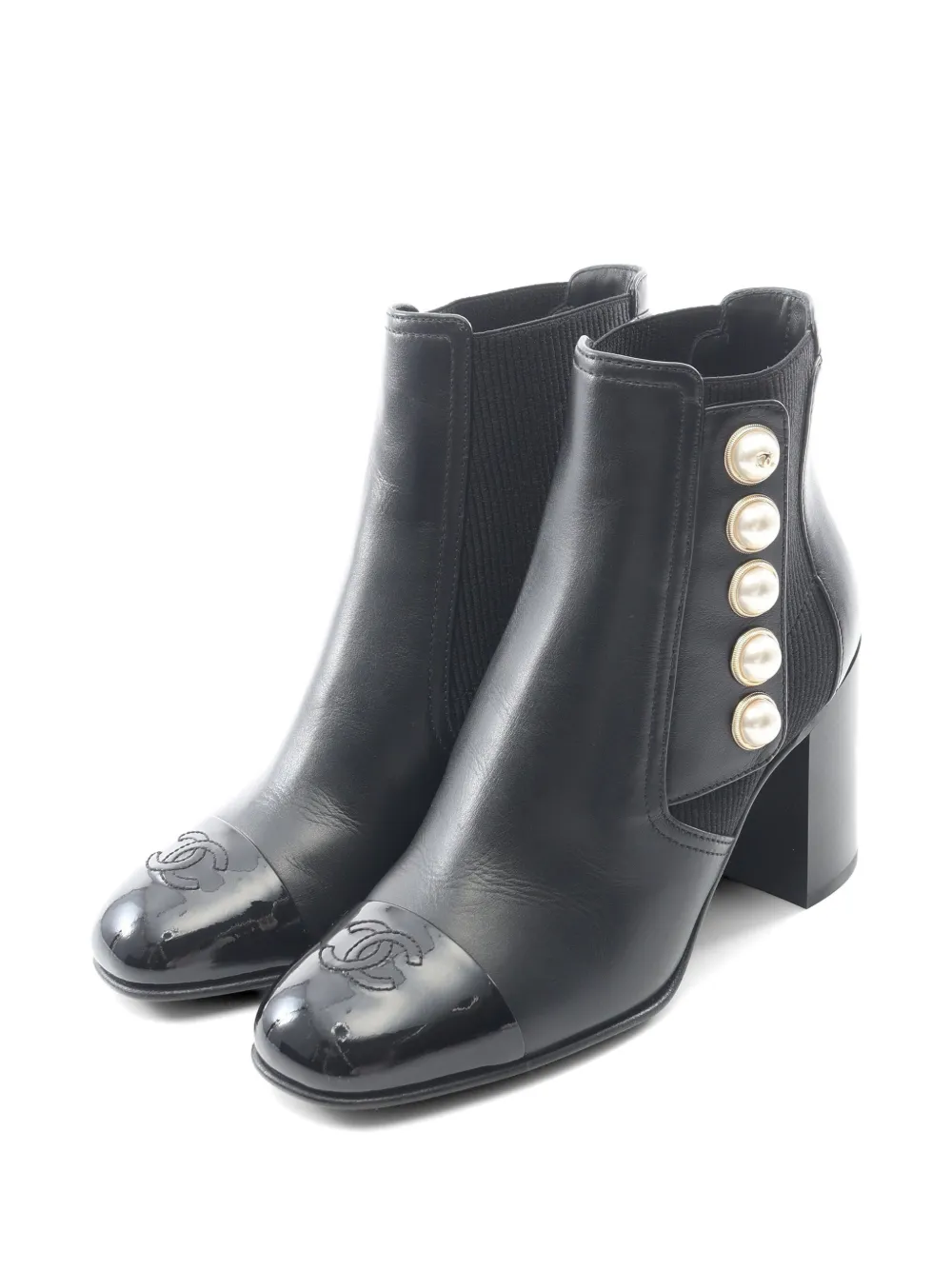 CHANEL Pre-Owned 1986-1988 Coco Mark faux-pearl ankle boots - Schwarz