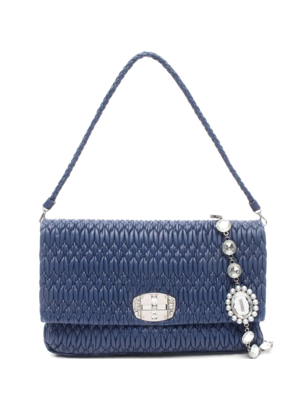 Miu Miu Pre-Owned 2010s nappa crystal matelassé shoulder bag - Blu