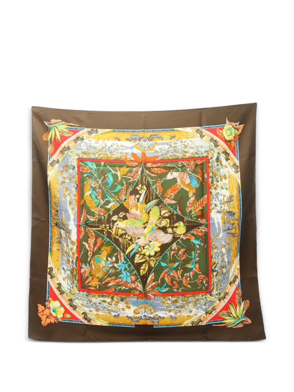 Hermès Pre-Owned 2000s Tropiques Laurence Bourthoumieux silk scarf - Marrone