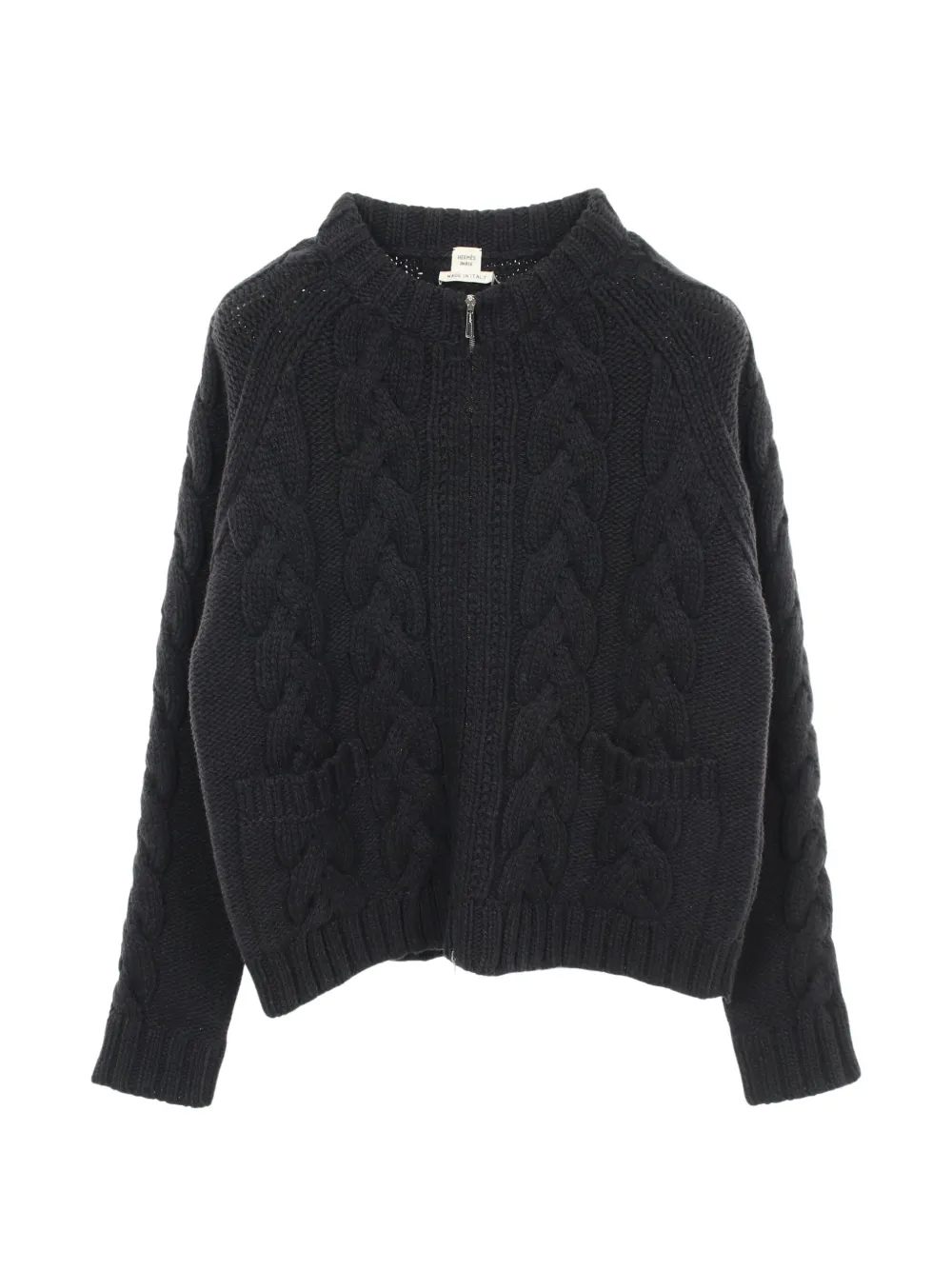 Hermès Pre-Owned 2010s cable-knit zip-up cardigan - Blu