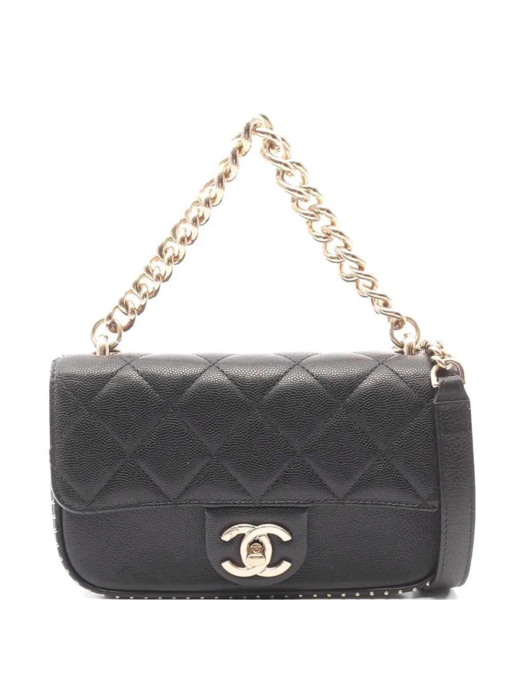CHANEL Pre-Owned 2017-2018 mini Studded Flap shoulder bag - Schwarz