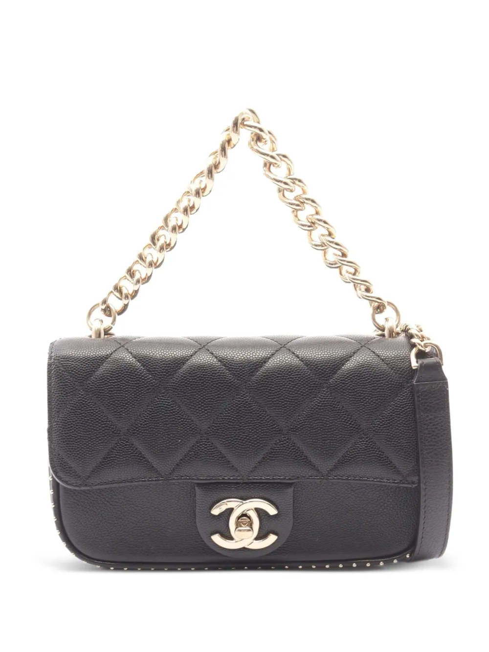 CHANEL Pre-Owned 2017-2018 mini Studded Flap shoulder bag - Schwarz
