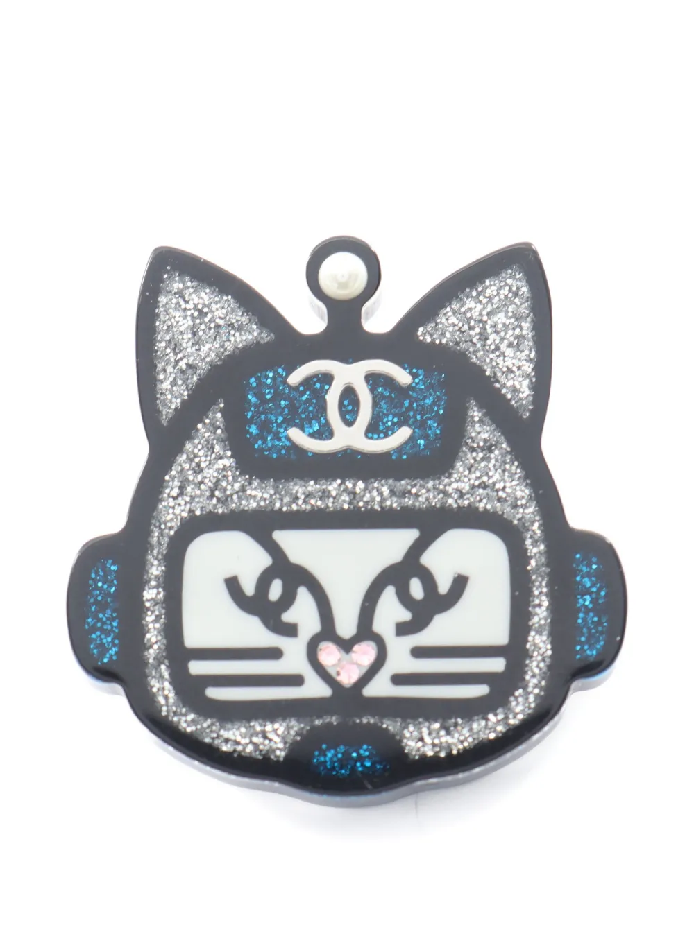 CHANEL Pre-Owned 1986-1988 Robot Cat pin brooch - Schwarz