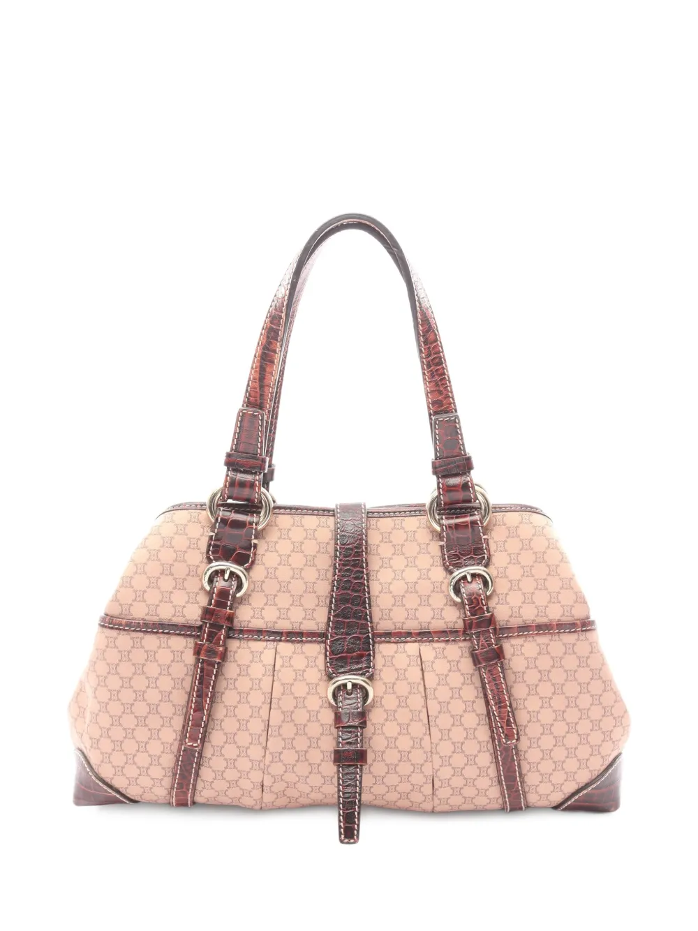 Celine Pre-Owned 2000s Macadam leather-trim handbag - Neutrals