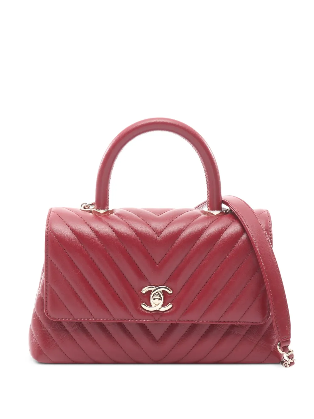 CHANEL Pre-Owned 2021s Chevron two-way leather handbag - Red