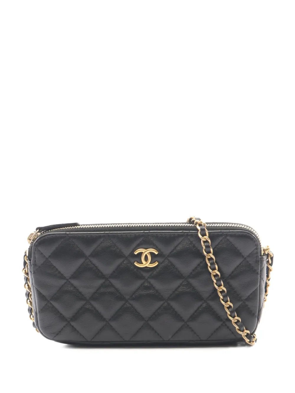 CHANEL Pre-Owned 2019 matelassé chain wallet - Black