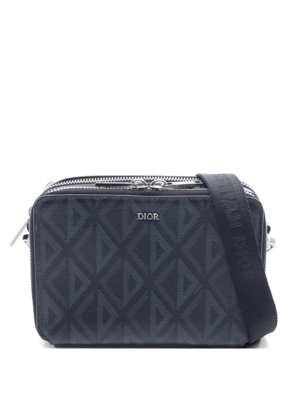 Pre-owned Dior 2010s Cd Diamond Messenger Bag In Black