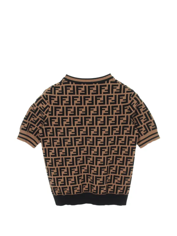Fendi Pre-Owned 2000s Zucca Knit T-shirt | Neutrals | FARFETCH AO