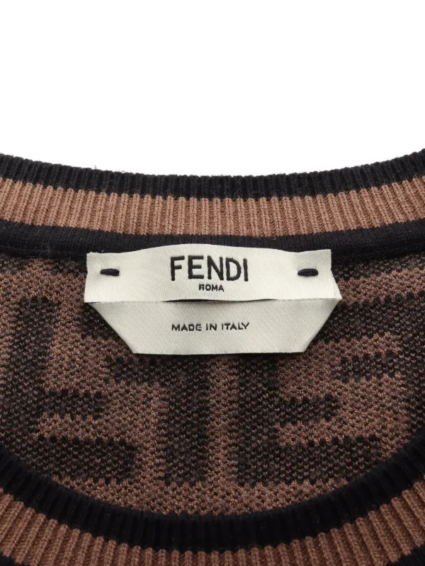 トップス 00s vintage zucca dot design t-shirt Fendi Pre-Owned 2000s Zucca Knit T-shirt | Neutrals | FARFETCH AO