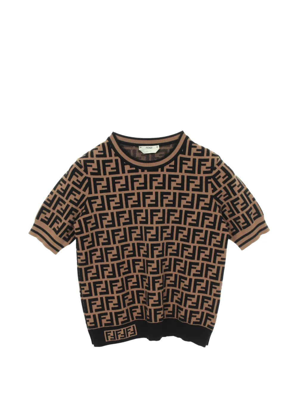 Fendi Pre-Owned 2000s Zucca knit T-shirt - Nude