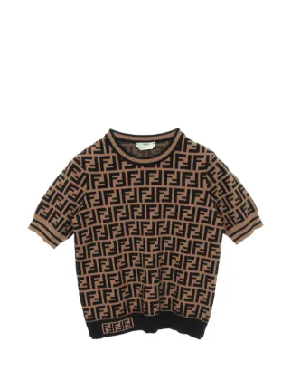 Fendi Pre-Owned 2000s Zucca Knit T-shirt | Neutrals | FARFETCH