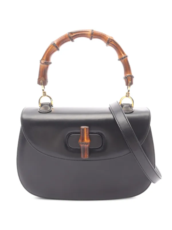 Gucci Pre-owned 2010s Bamboo Turn-lock Tote Bag in Black