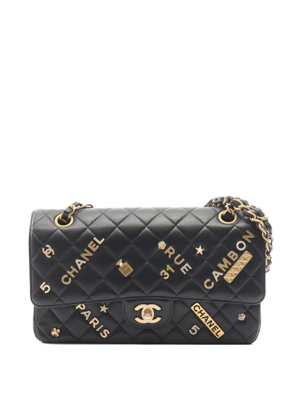 CHANEL Pre-Owned 2020-2021 Classic Flap Icon Charm Matelassé shoulder bag - Schwarz