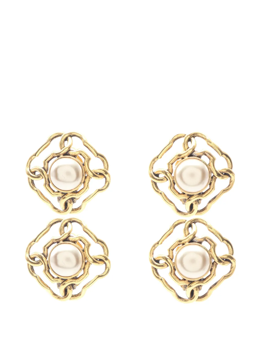 CHANEL Pre-Owned 1986-1988 Coco Mark faux-pearl earrings - Oro