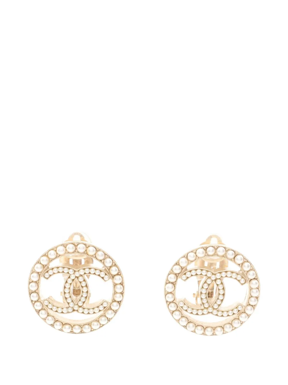 CHANEL Pre-Owned 1986-1988 Coco Mark faux-pearl earrings - Gold